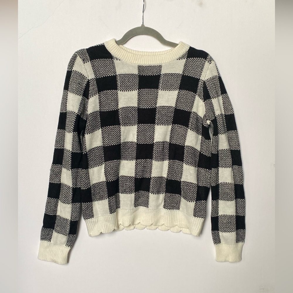Classic Black and White Checkered Women's Sweater size small
